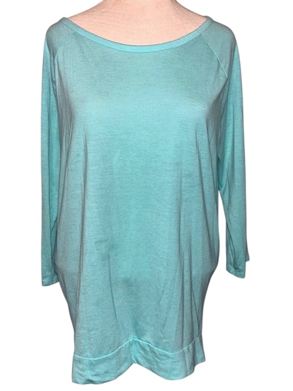 Xersion Light Aqua 3/4 Sleeve Tunic Top open back